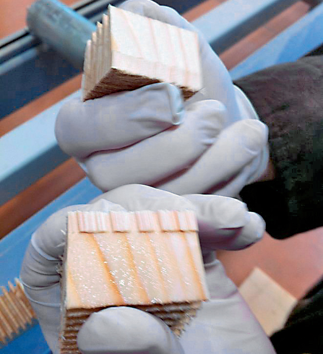 Zenari 1_FIG 1_Controllo di quantità della colla sul giunto detto finger joint (Foto Davide Maria Giachino)
