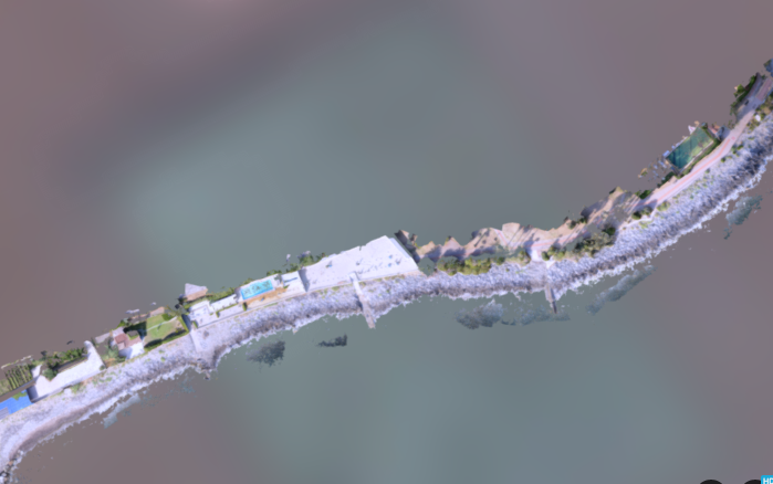 Screenshot del rilievo della scogliera, effettuato tramite rilievo aerofotogrammetrico (fonte: Sketchfab Studio 3Deffe)