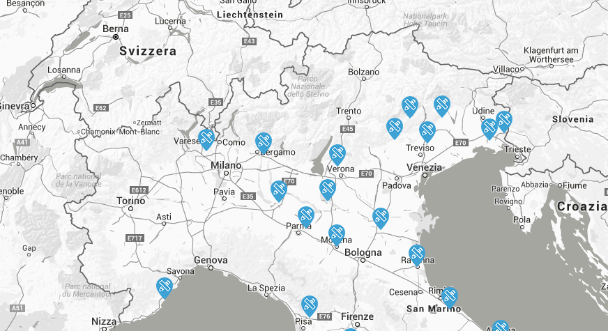 Aree selezionate nel Nord Italia