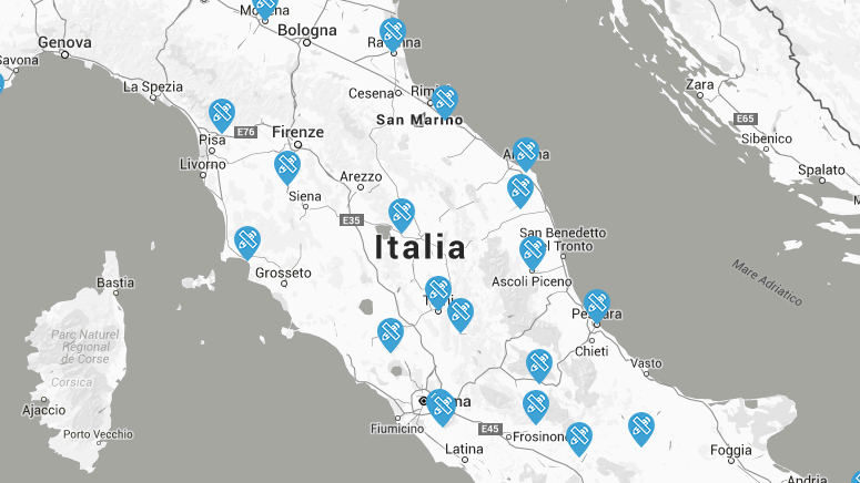 Aree selezionate nel Centro Italia