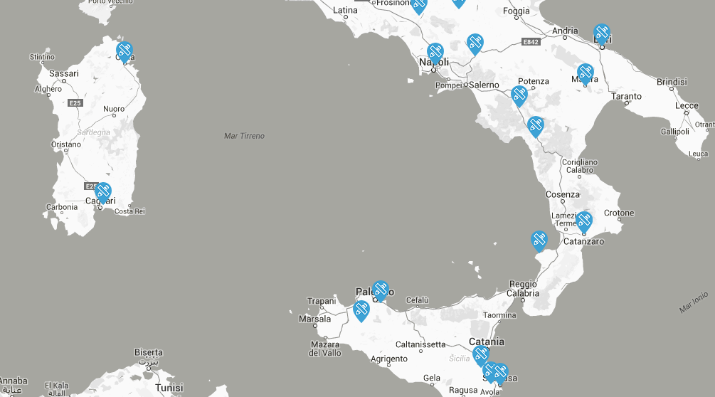 Aree del Sud Italia