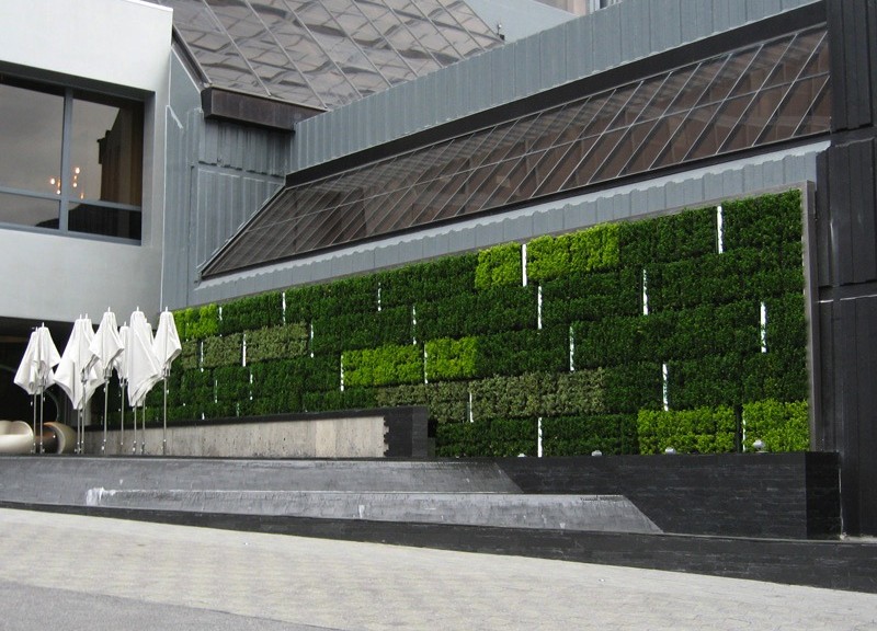 Atlanta (USA), W Hotel Midtown, Stephen Alton, 2008. La chiusura vegetata misura una superficie di circa 60 m² ed è stata posizionata a posteriori sulla facciata dell’albergo tramite l’integrazione della parete pre-esistente col pacchetto tecnologico d’inverdimento © G-SKY http:// gsky.com/projects/w-midtown-atlanta; 5.20 Green Fortune