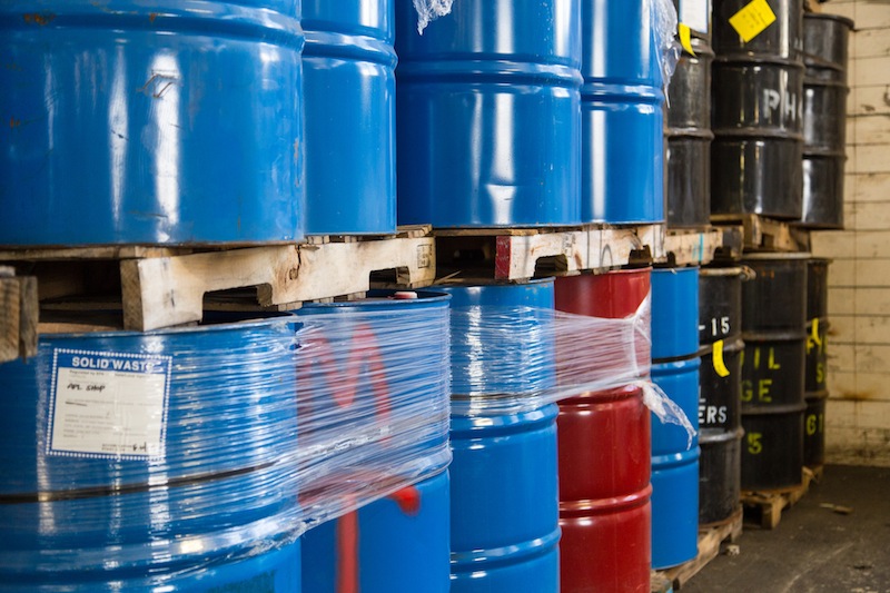 Rows of oil barrels