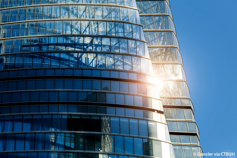 La Shanghai Tower, 632 metri di altezza, vincitrice della categoria asiatica del Tall Buildings Award. Foto: Gensler