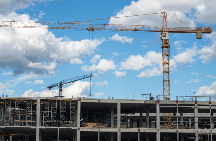 Building framework and tower cranes
