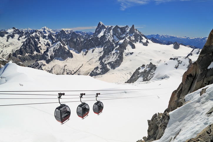 Aiguille du Midi gondolas in French Alps