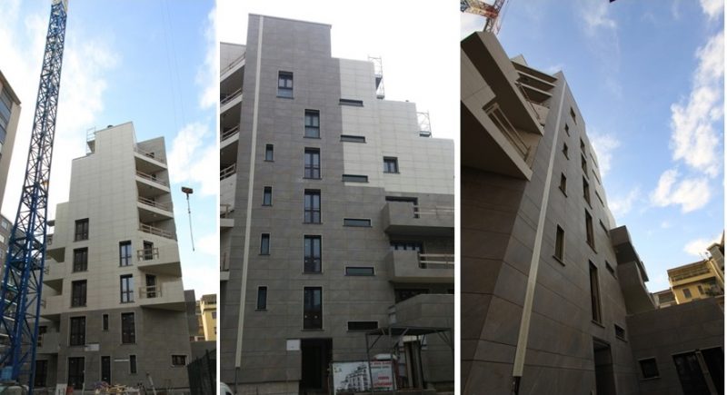 La facciata ventilata del nuovo edificio residenziale realizzato a San Donato Milanese