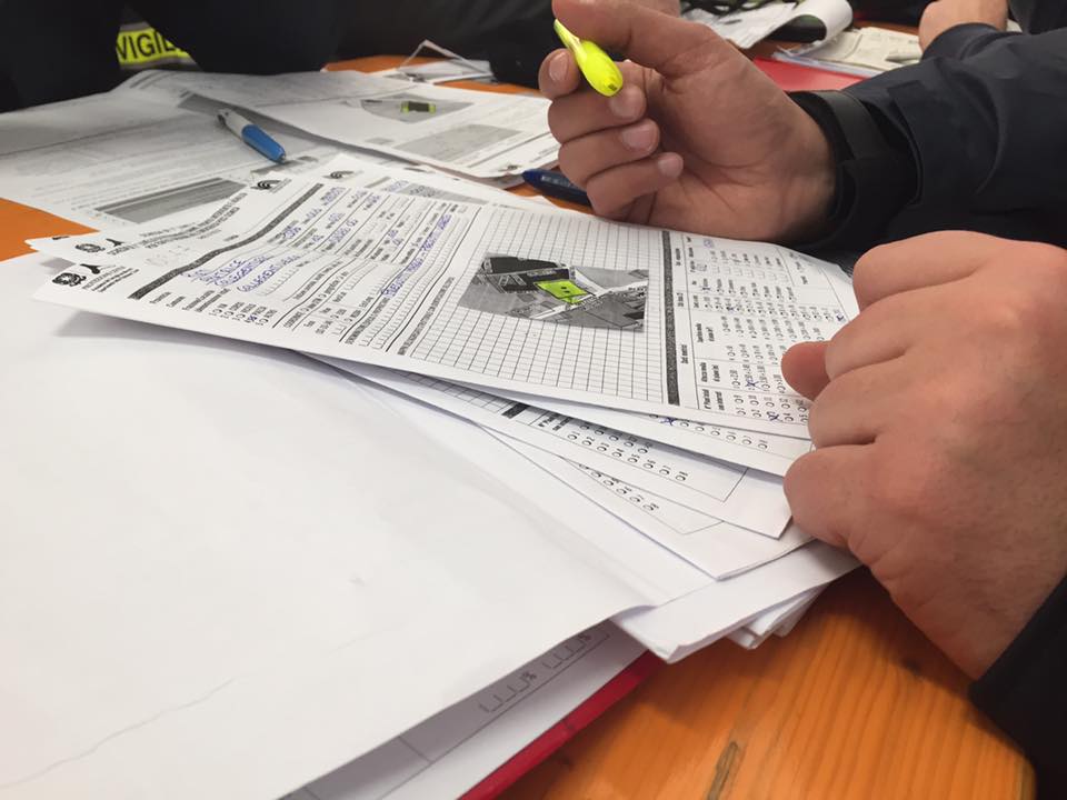 Ultimazione di una delle schede AeDES compilate durante i sopralluoghi di Febbraio da uno dei tecnici volontari Cni-Ipe