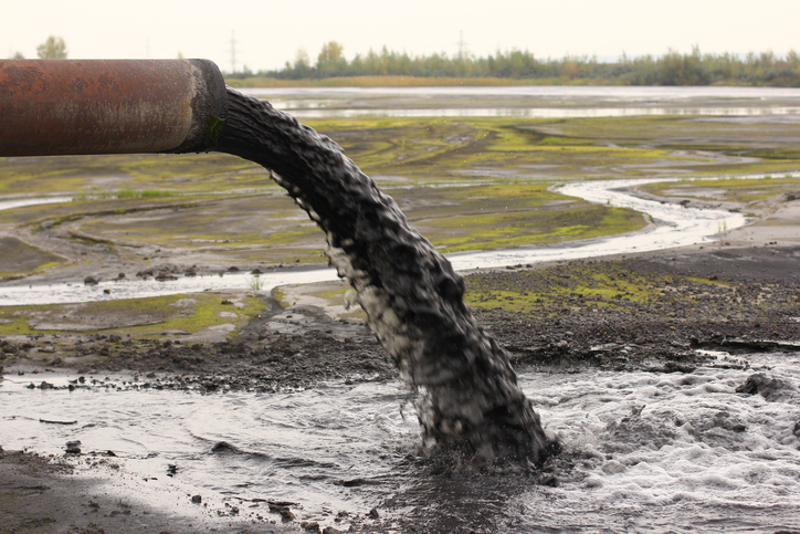 Industrial pipe discharging liquid waste