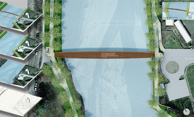Render del ponte secondo il progetto “A” firmato dal capogruppo Mario Macchiorlatti Dalma