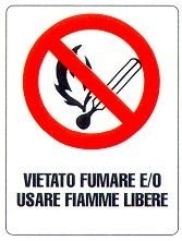 Divieto di fumare e/o usare fiamme libere