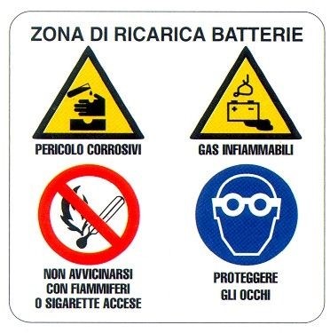 Zona di ricarica batterie - Obblighi e divieti