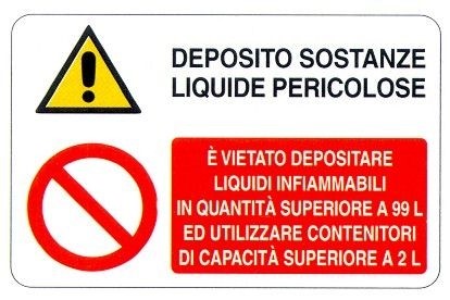 Divieto di deposito di liquidi infiammabili