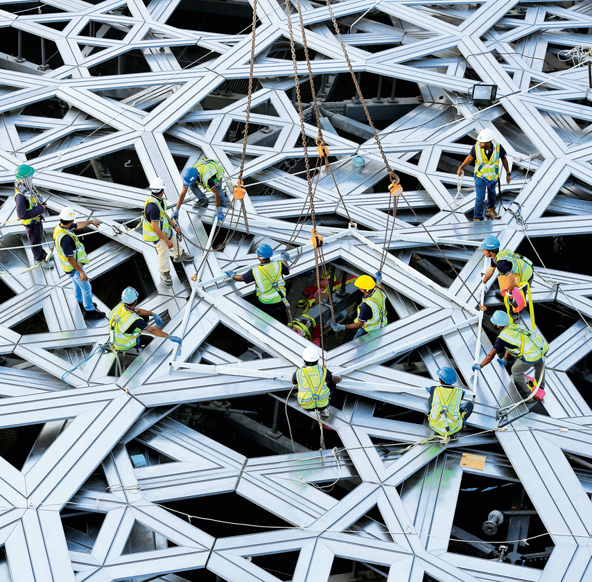 Cupola Louvre Abu Dhabi - costruzione - courtesy TDIC-AJN