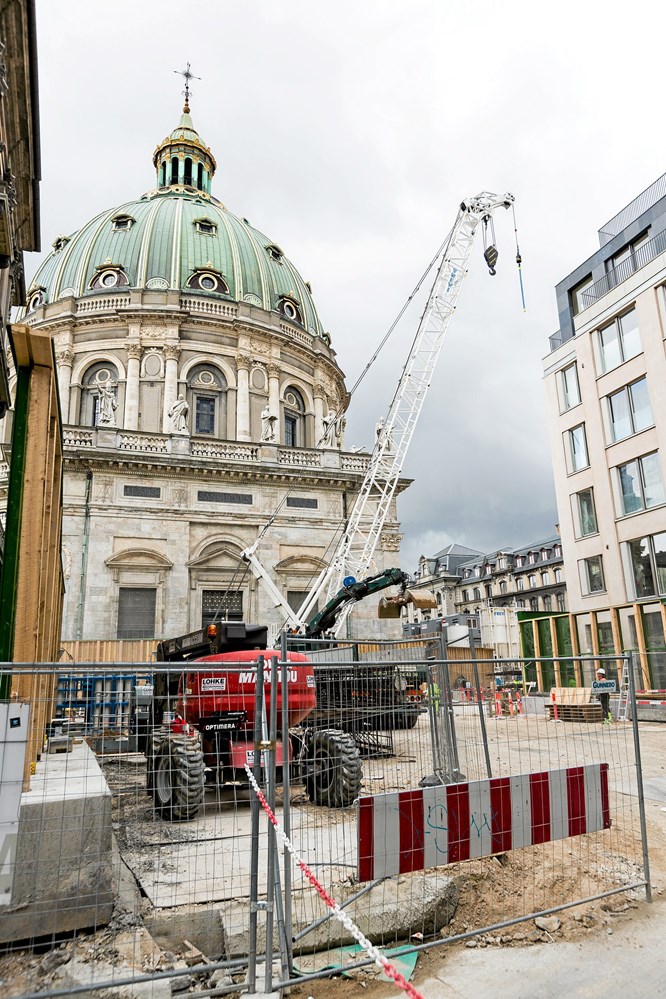 Lavori sul progetto della metropolitana di Copenhagen- Stazione di Marmorkirken, progetto seguito dalla DMS