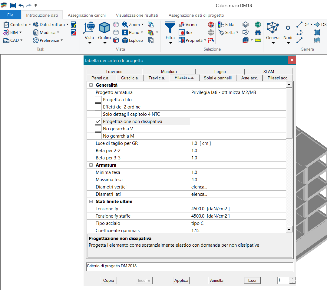 Figura 7 Criteri di progetto PRO_SAP