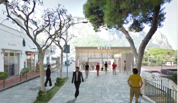 Il rendering dell'ingresso della stazione Capri Europa