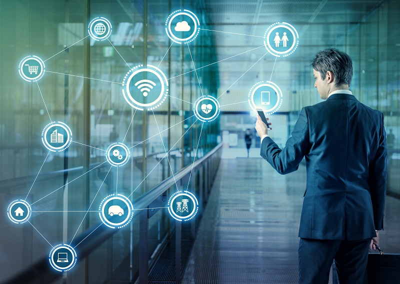 Internet of Things concept. Wireless Communication Network. Information Communication Technology. abstract image visual.