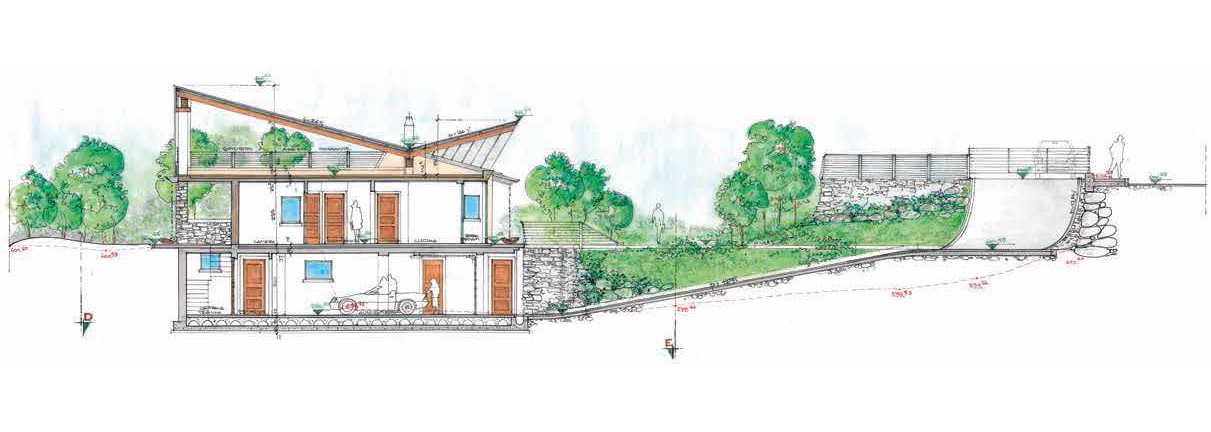 Casa passiva con serra bioclimatica a Saumont, Aosta, Sezione A-A
