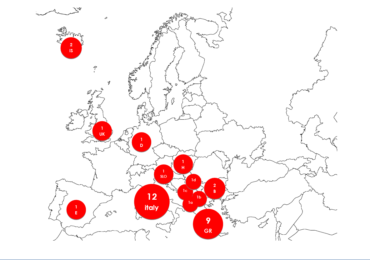 34 terremoti disastrosi registrati in Europa per paese nel periodo 2000-2017 a Albania; b Macedonia; c Montenegro; d Serbia (fonte EM-DAT: The OFDA/CRED International Disaster Database_UCL Universitè catholique de Louvain)
