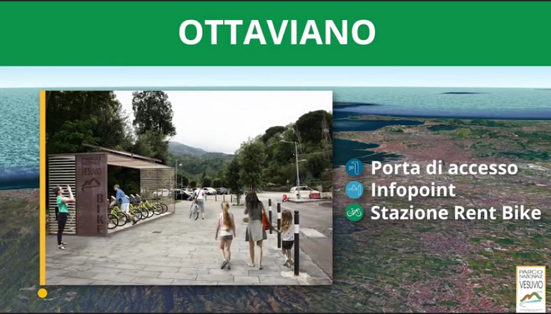 Il rendering di una delle stazioni di accesso previste per il Parco Nazionale del Vesuvio