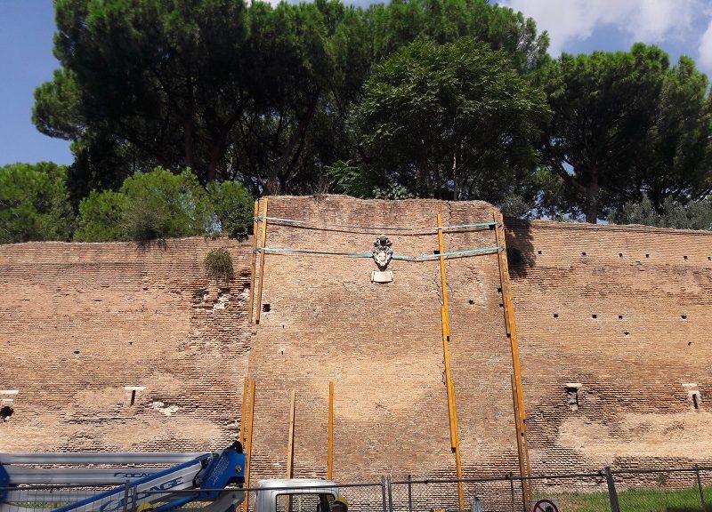 Una parte dell'intervento sulle Mura Aureliane (fonte www.enea.it)