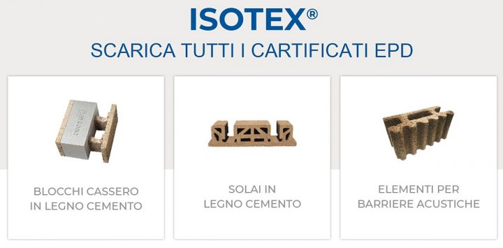 Gamma prodotti isotex con certificati EPD
